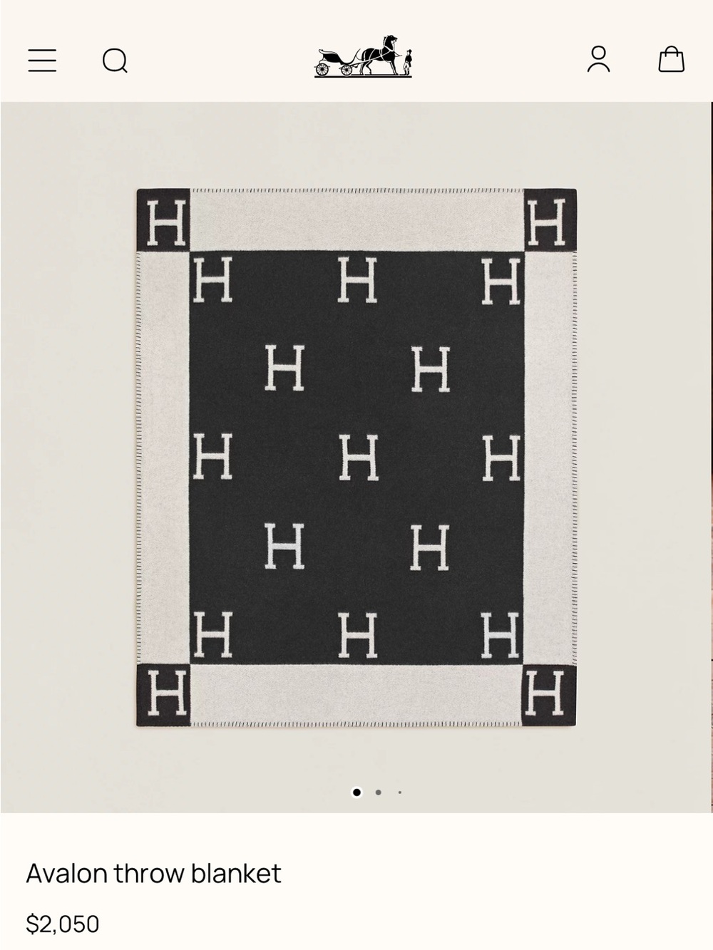 Hermes Avalon Throw Blanket in Écru and Dark Gray